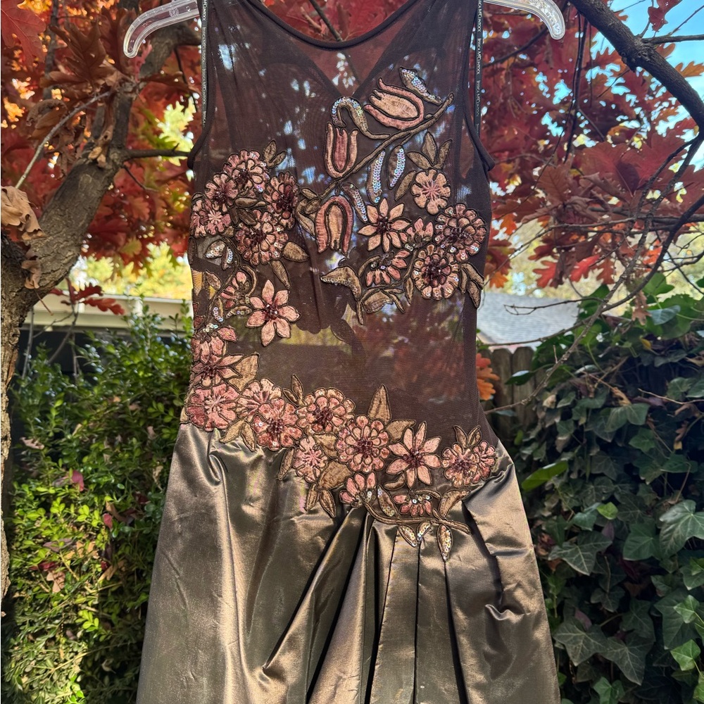 🌸 Stunning Embroidered Illusion Bodice Evening Gown – Size XS/S 🌸